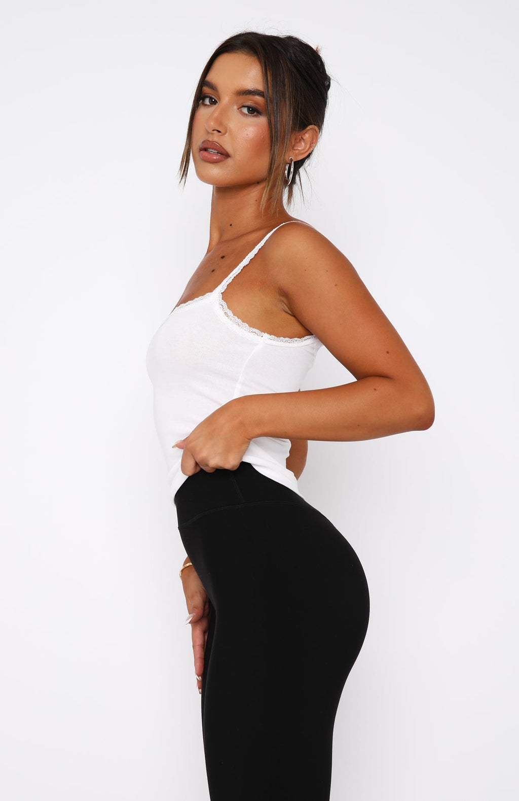 After Midnight Lace Trim Cami White