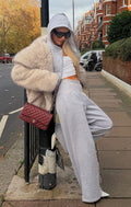 Come A Long Way Wide Leg Sweatpants Grey Marle