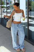 Day At A Time Low Rise Wide Leg Jeans Mid Blue