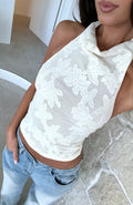 Are You Coming Back Halter Top Cream
