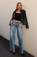 Chelsea Low Rise Straight Leg Jeans Brown Blue Acid