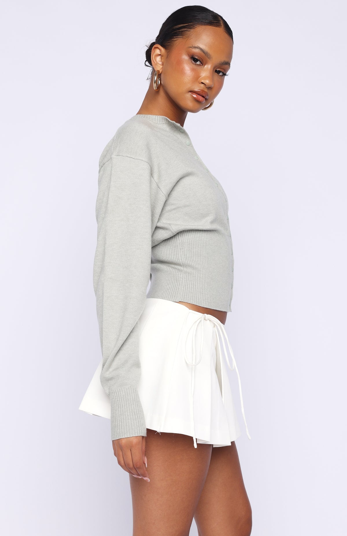Cindy Cinched Knit Top Grey