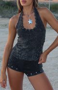 Desert Beats Halter Top Washed Black