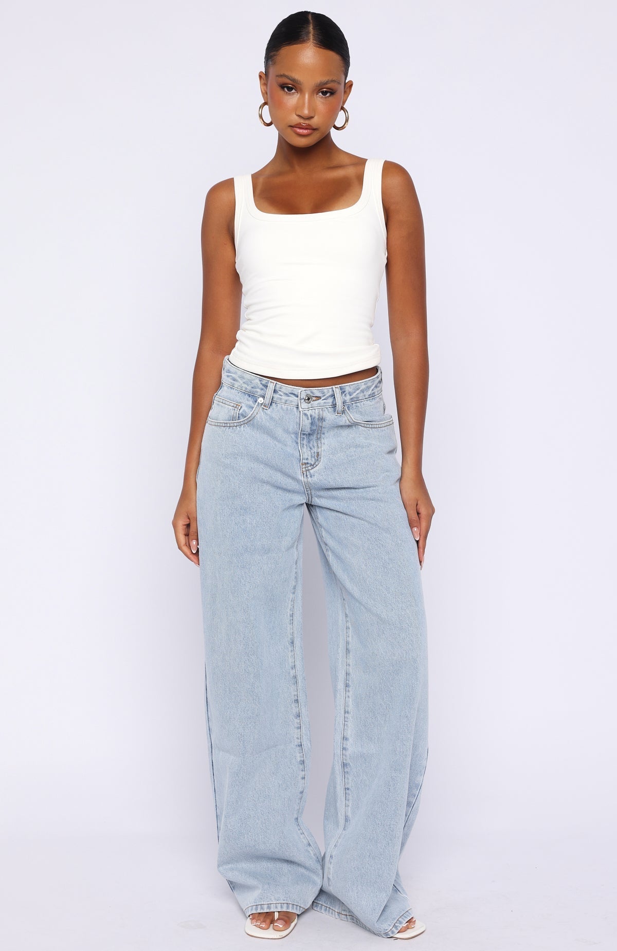 Just My Type Mid Rise Wide Leg Jeans Light Blue
