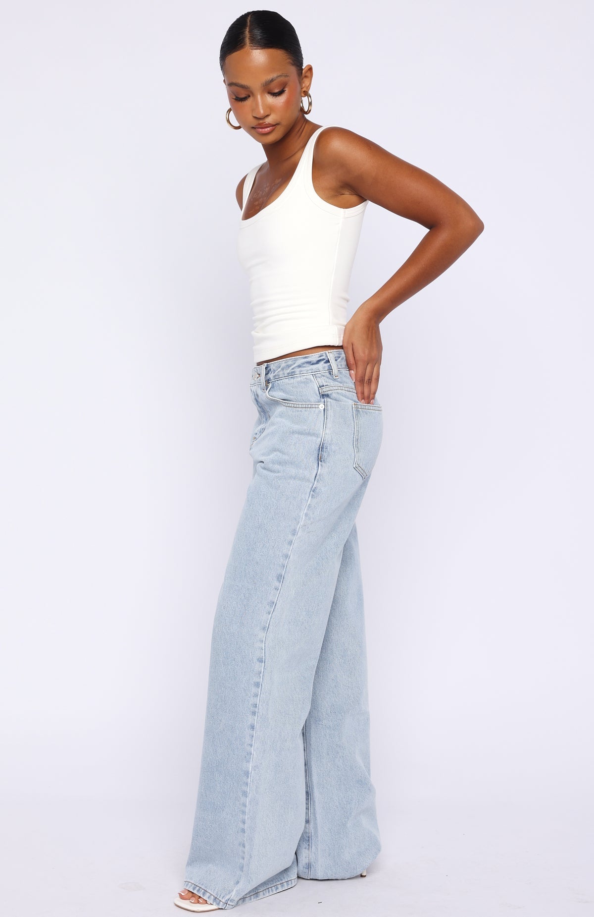Just My Type Mid Rise Wide Leg Jeans Light Blue