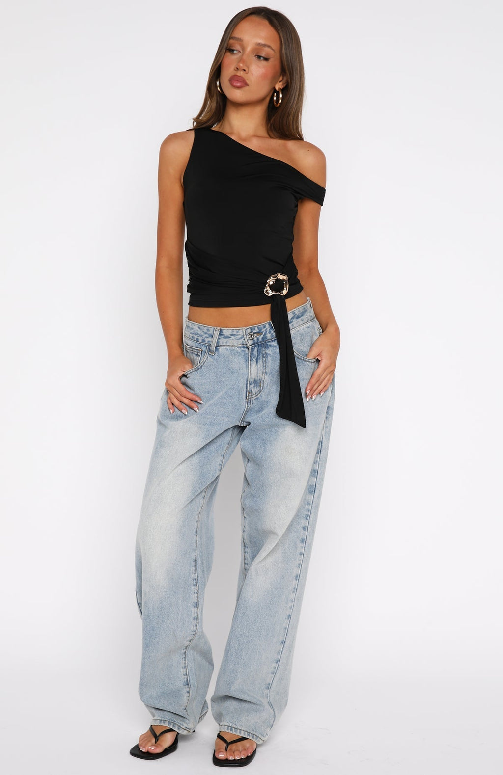 Stuck In A Dream Off Shoulder Top Black