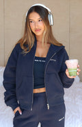 Test Drive Boxy Zip Front Hoodie Dark Navy
